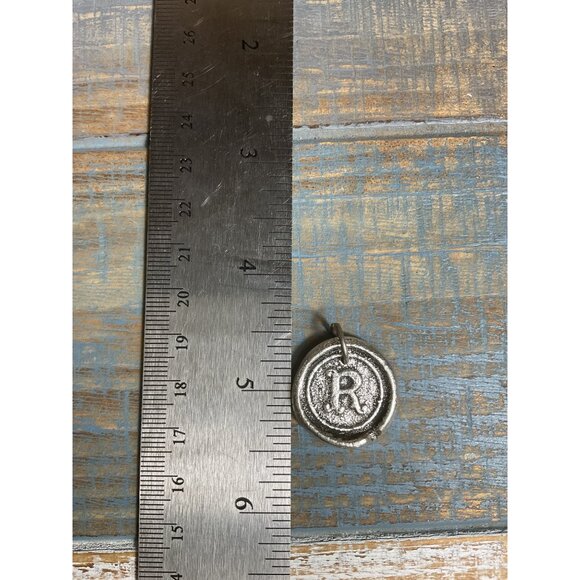 Vintage Silver R Initial Pendant Charm Jewelry Accessory Retro Style Piece - Picture 2 of 3